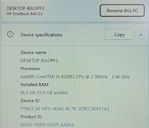 HP EliteBook 840 G3, 14` FHD LED Display,Intel i5-6200U@2.4GHz, 16GB RAM, 128GB m.2 SSD, 500GB HDD