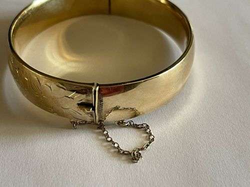 Stunning Solid Vintage 9ct 1/5th Metal Core Bangle!! 21.6 Grams