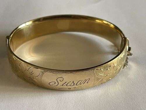 Stunning Solid Vintage 9ct 1/5th Metal Core Bangle!! 21.6 Grams