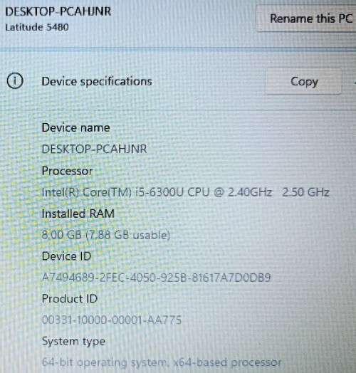 Dell Latitude E5480, Intel i5-6300U@2.4GHz, 8GB RAM, 256GB m.2 SSD, 14` HD Display (1366x768) Win 11