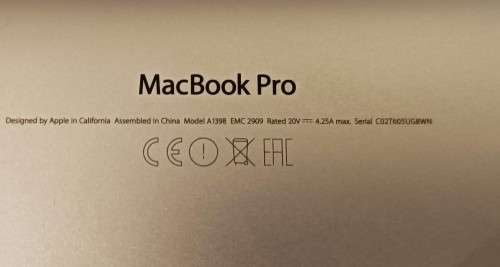 Apple MacBook Pro Retina 15` Mid 2015 A1398, 16GB RAM, Intel i7@2.2GHz, 250GB SSD, MacOS Monterey
