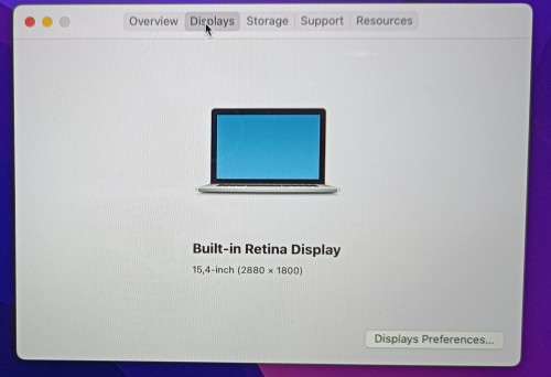 Apple MacBook Pro Retina 15` Mid 2015 A1398, 16GB RAM, Intel i7@2.2GHz, 250GB SSD, MacOS Monterey