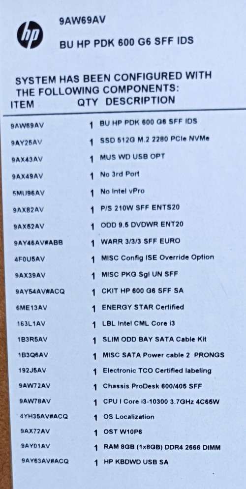 New in Box HP ProDesk 600 G6 SFF i3 10th Gen,8Gb,512Gb, 21.5` HP P22 G4 FHD Monitor, Keyboard, Mouse