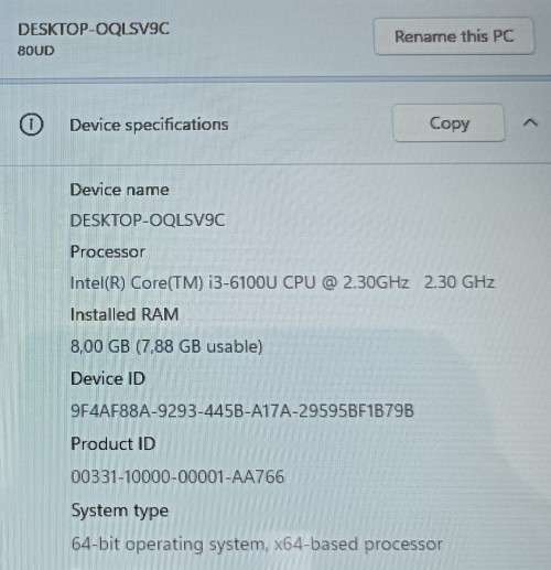 Lenovo IdeaPad 110, Intel i3-6100U@2.3GHz, 8GB RAM, 1TB HDD, 15.6` HD LED Display (1366x768), Win 11