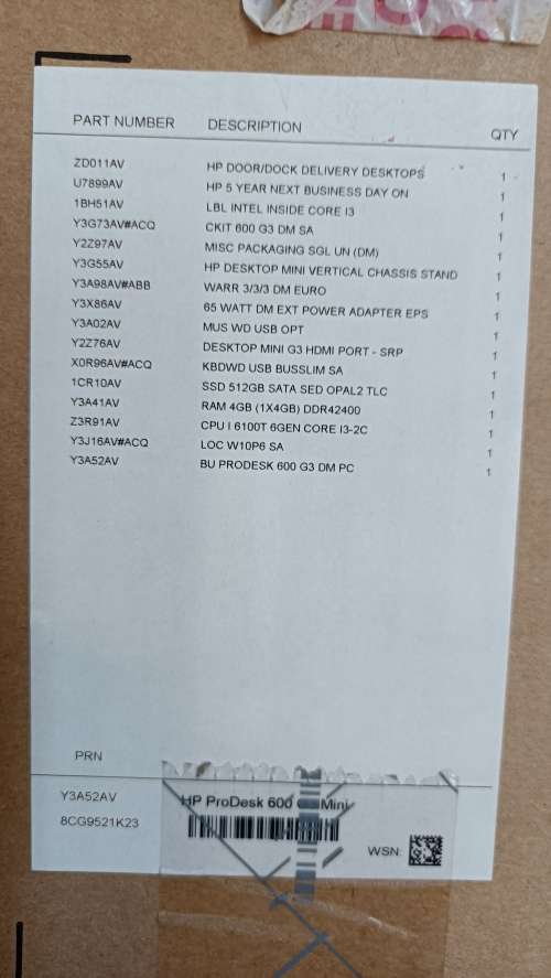 HP DeskPro Mini 600 G3, Intel i3-6100T@3.2GHz, 16Gb RAM, 500GB SSD, WiFi,Bluetooth, Keyboard, Mouse
