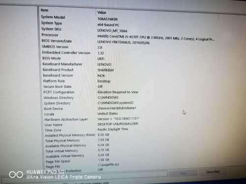 LENOVO THINKCENTRE 10AS161K09 i5 8GB RAM 2.9ghz  256GB SSD COMPLETE WITH FUJITSU MONITOR