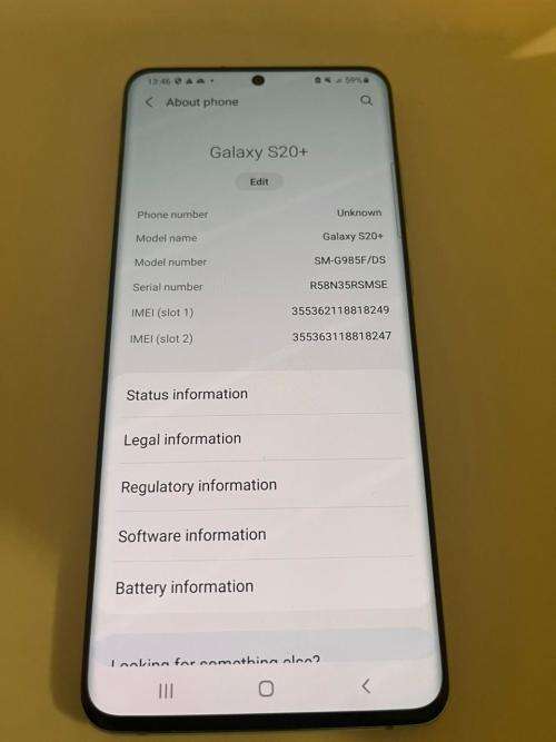Samsung Galaxy S20 Plus Sm-G985F 128GB Dual Sim CLOUD BLUE Mint Condition