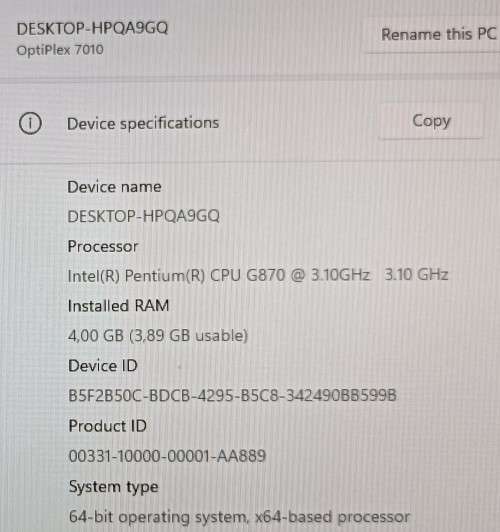 Dell OptiPlex 7010 SFF, Intel Pentium G870@3.1GHz, 4GB RAM, 500GB HDD, Tower Only
