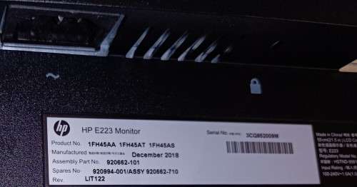 HP Elite Display E223 21.5` FHD IPS Monitor