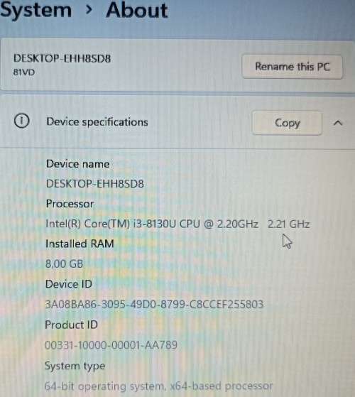 Lenovo IdeaPad S145-15IKB, 8th Gen Intel i3-8130U@2.2GHz, 8GB RAM, 512GB SSD, 15.6` HD Display