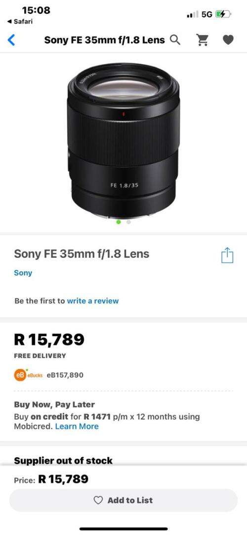 SONY LENS FE 35MM F1.8 MINT CONDITION RETAIL 16K