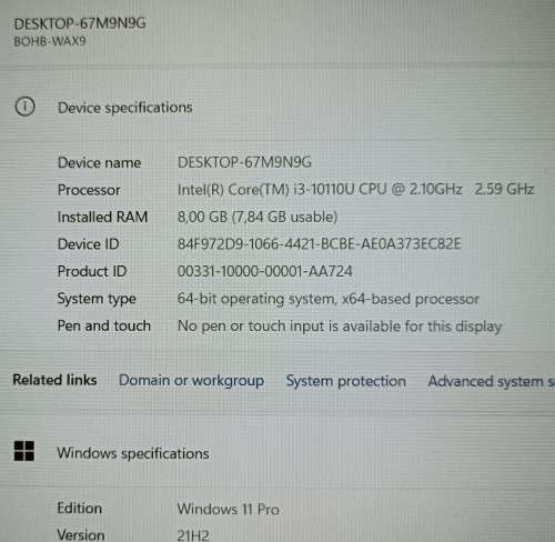 Huawei MateBook D15, 10th Gen i3-10110U,8GB RAM,256GB SSD,15.6` FHD Display, Mint Condition