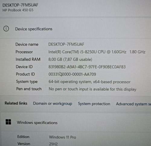 HP ProBook 450 G5 8th Gen Intel Core i5-8250U, 8GB RAM, 256GB NVMe SSD, 500GB HDD, 15.6` FHD Display