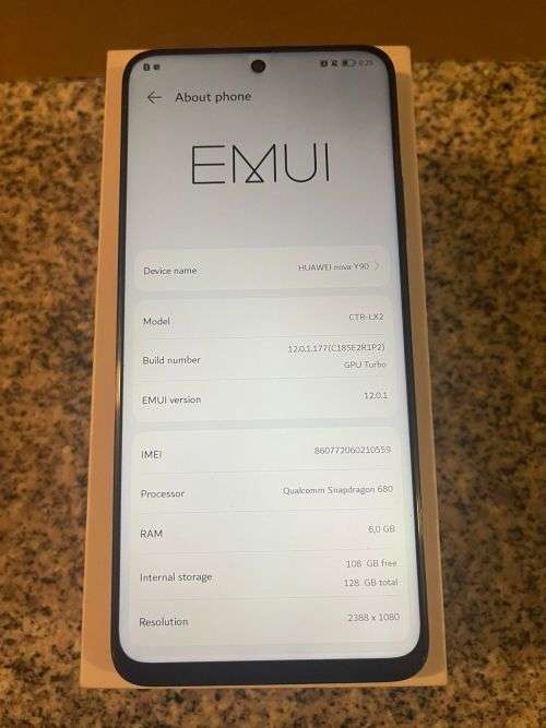 HUAWEI NOVA Y90  6GB RAM 128GB SINGLE SIM NEW