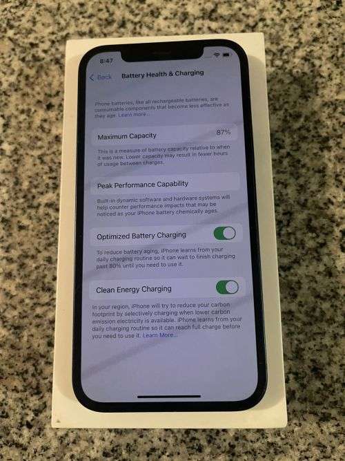 I PHONE 12 BLUE 128GB 87% BATTERY HEALTH