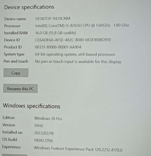 Dell Vostro 5581, 8th Gen i5-8265U@1.8GHz, 16GB RAM, 256GB NVMe SSD, 500GB HDD, 15` FHD Display
