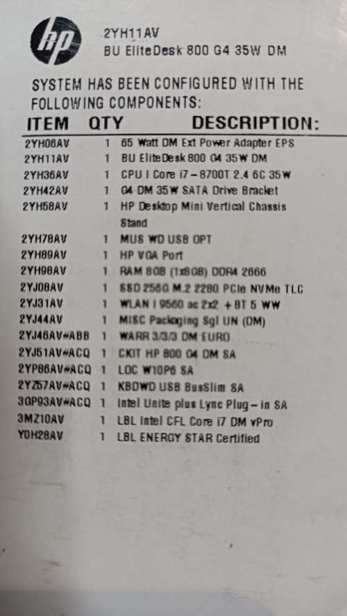 New in Box HP EliteDesk 800 G4,8th Gen Intel Core i7-8700@3.2GHz,8GB DDR4, 256GB NVMe SSD, Wifi