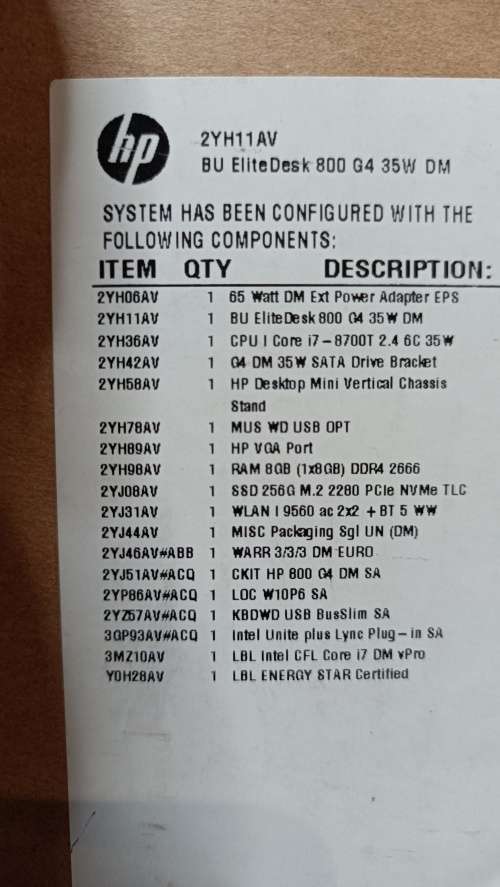 New in Box HP EliteDesk 800 G4,8th Gen Intel Core i7-8700@3.2GHz,8GB DDR4, 256GB NVMe SSD, Wifi