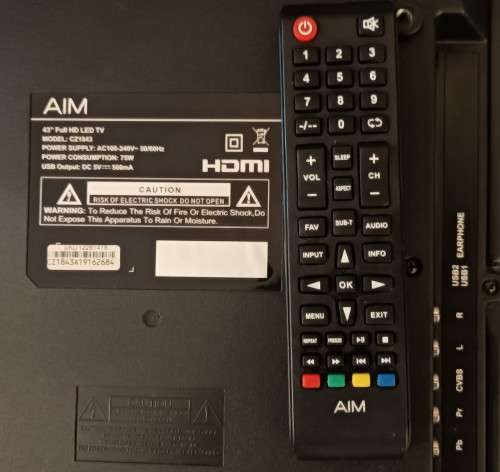 AIM CZ1843, 43` Full HD TV in original box with remote control