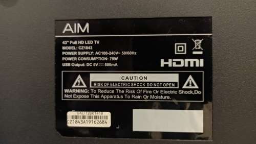AIM CZ1843, 43` Full HD TV in original box with remote control