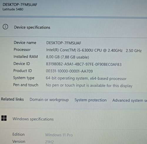 Dell Latitude 5480, 6th Gen Intel i5-6300U@2.4GHz, 8GB RAM, 256GB m.2 SSD, 14` FHD Display, New Batt