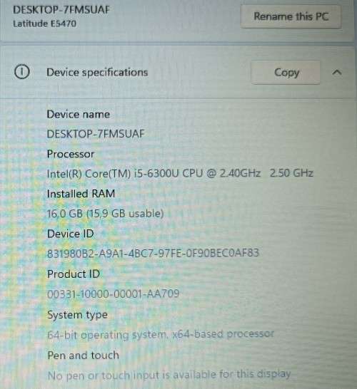 Dell Latitude 5470, Intel i5-6300U@2.4GHz, 16GB RAM, 256GB m.2 SSD, 14` HD Display (1366x768) Win 11
