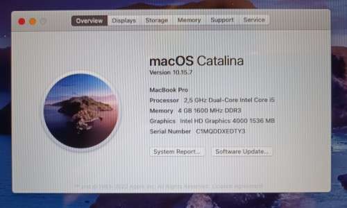 APPLE Macbook Pro A1278 Core i5-3210M, 4 GB RAM, 500 GB HDD,13.3 inch 1280x800 Display, OS X Catalin