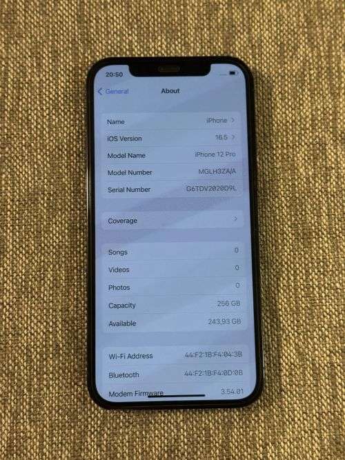I PHONE 12 PRO PHYSICAL DUAL SIM 256GB 87% BATT HEALTH MINT CONDITION