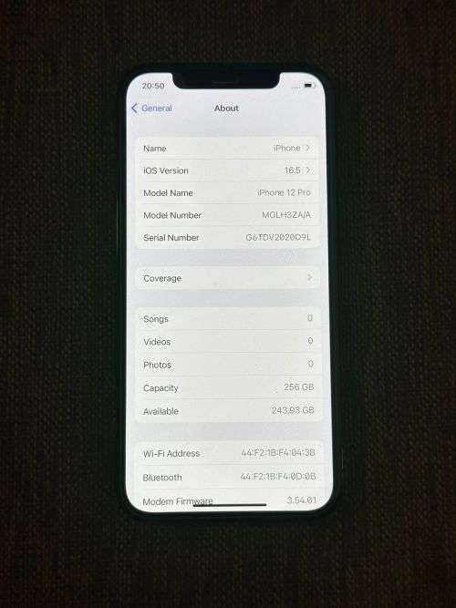 I PHONE 12 PRO PHYSICAL DUAL SIM 256GB 87% BATT HEALTH MINT CONDITION