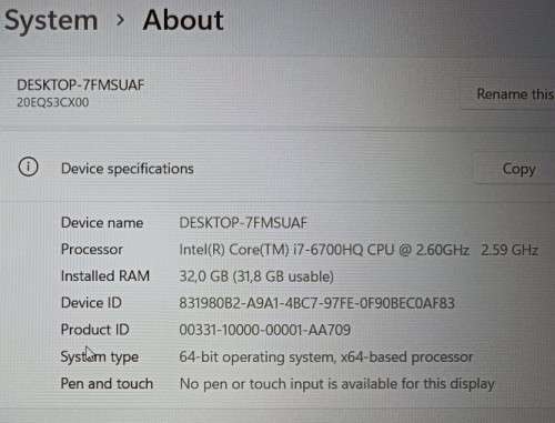 Lenovo ThinkPad P50 Intel i7 Laptop with Nvidia GPU, 32GB RAM, 512GB m.2 SSD, 15.6` FHD Display