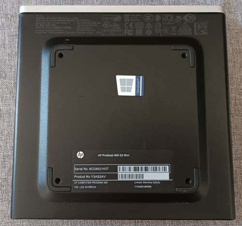 HP ProDesk 600 G3 Mini, 6th Gen i3-6100T@3.2GHz, 8GB RAM, 500GB SSD, Windows 11 Pro