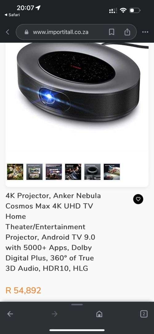 4K Projector, Anker Nebula Cosmos Max 4K UHD TV Home Theater/Entertainment Projector Mint Retail 55k