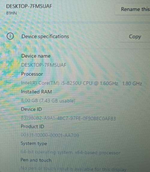 Lenovo V130-15IKB, 8th Gen i5-8250U@1.6GHz, 8GB RAM, 250GB m.2 SD, 1TB HDD, 15` HD Display