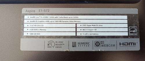 Acer Aspire E-1-572, Intel i5-4200U@1.6GHz, 8GB RAM, 1TB HDD, DVD-RW, 15.6` HD Display, Win11