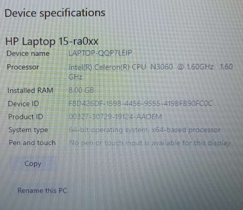 HP 15-ra0xx, Intel Celeron N3060@1.6GHz, 8GB RAM, 256GB SSD, 15.6` HD Display, CD-RW, Windows 10
