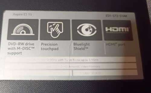 Acer Aspire ES1-572, Intel i5-7200U@2.5GHz, 8GB RAM, 480GB SSD, 15.6` HD Display, Windows 11