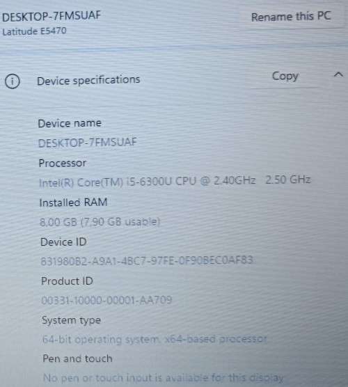 Dell Latitude E5470, 6th Gen i5-6300U@2.4GHz, 8GB RAM, 256GB SSD, 14` HD Display, Win11