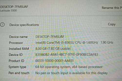 Dell Latitude 5500, 8th Gen i5-8365U@1.8GHz, 8GB RAM, 512GB SSD, 15` FHD Display, Win 11