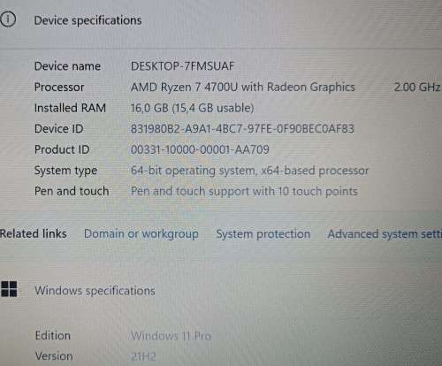 Touch Screen Lenovo IdeaPad Flex 5, Ryzen 7 4700U@2GHz, Radeon Graphics, 16GB RAM, 512GB NVMe SSD