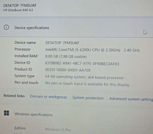HP EliteBook 840 G3, Intel i5-6200U@2.4GHz, 8GB RAM, 256GB m.2 SSD, 500GB HDD, 14` FHD Display