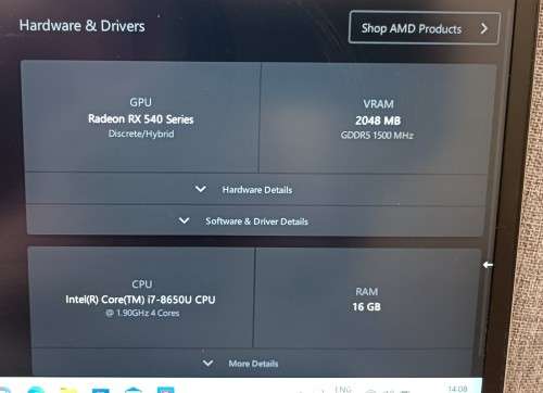 HP EliteBook 840 G5, AMD RX 540 GPU, 8th Gen i7-8650U@1.9GHz, 16GB RAM, 256GB m.2 SSD, 14` FHD
