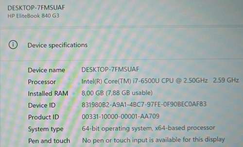 HP EliteBook 840 G3, 14` QHD 2560x1440 Display, Intel i7-6500U@2.5GHz, 8GB RAM, 256GB m.2 SSD, Win11