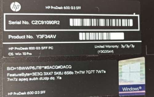 HP ProDesk 600 G3 SFF, Intel i3-6100@3.7GHz, 4GB RAM, 512GB SSD, DVD-RW, Win11