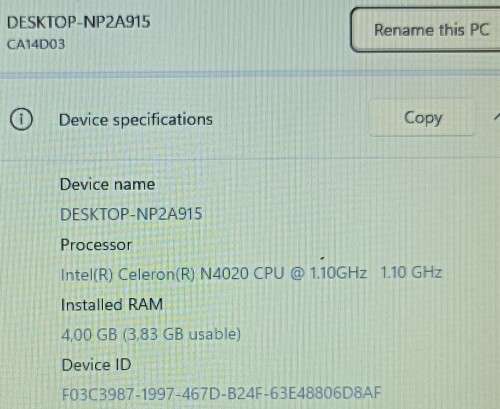 Mecer Wizard 4 CA14D03, Intel Celeron N3350@1.1GHz, 4GB RAM, 128GBeMMC SSD, 14` HD Display, Win11