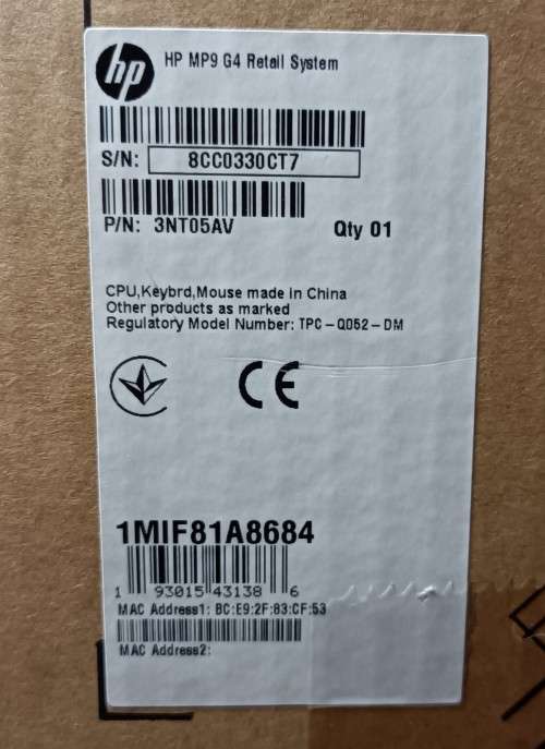 HP MP9 G4 SFF, 8th Gen Intel i5-8500T@2.1GHz, 16GB RAM, 1TB HDD,1TB SSD  Windows 11 Pro Mint As New