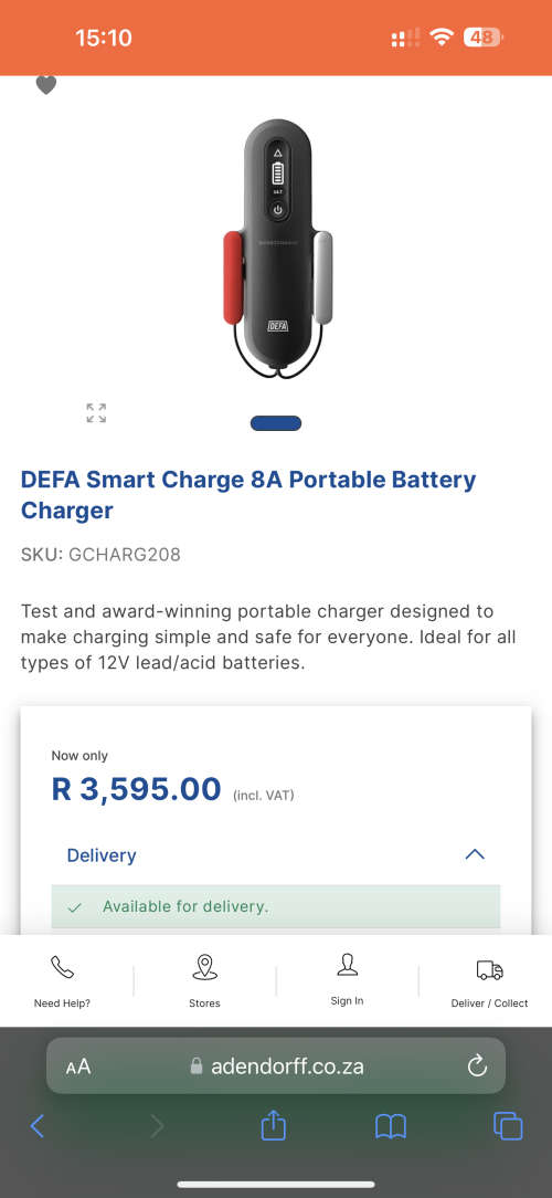 DEFA Smart Charge 8A Portable Battery Charger