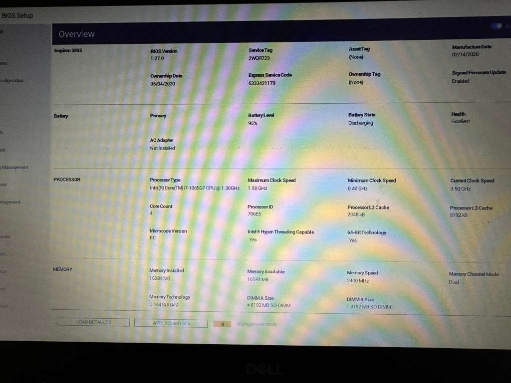 DELL INSPIRON 3593 CORE 17 10THGEN 16GB RAM 256GB SSD 1TB HDD