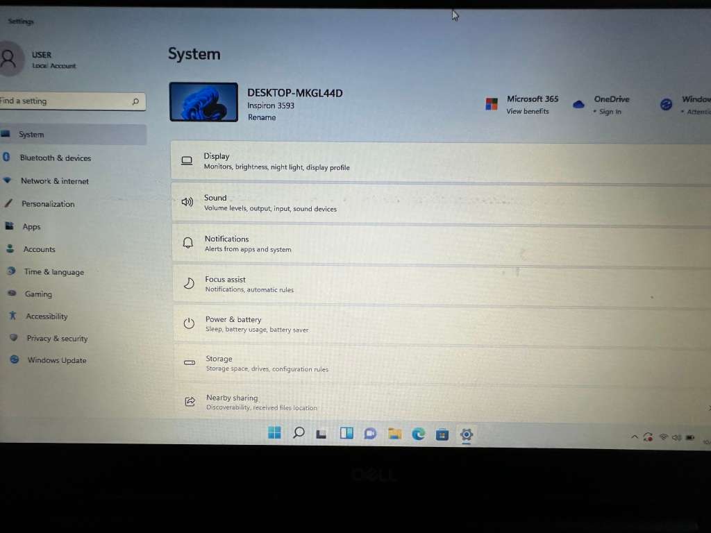 DELL INSPIRON 3593 CORE 17 10THGEN 16GB RAM 256GB SSD 1TB HDD