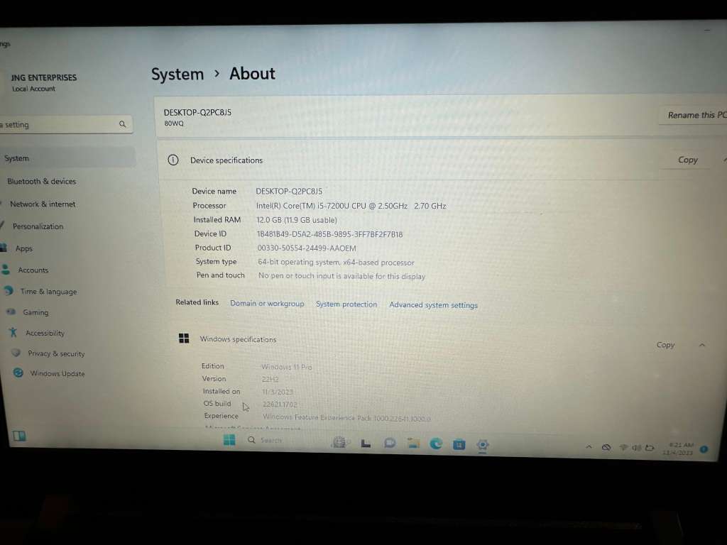 LENOVO V510-151KB CORE I5 7TH GEN 12GB RAM 512GB SSD