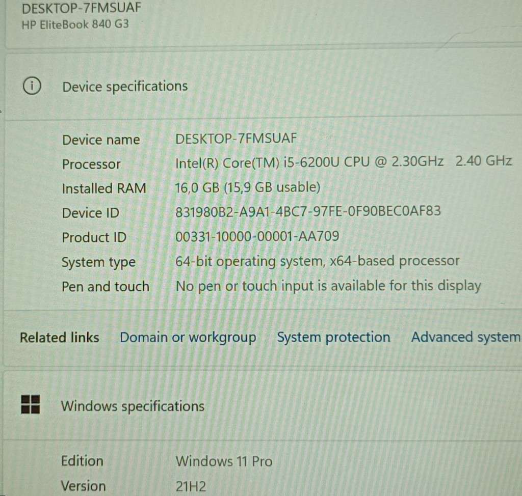 HP EliteBook 840 G3, Intel i5-6200U@2.4GHz, 16GB RAM, 256GB m.2 SSD, 14` FHD Display, Win11